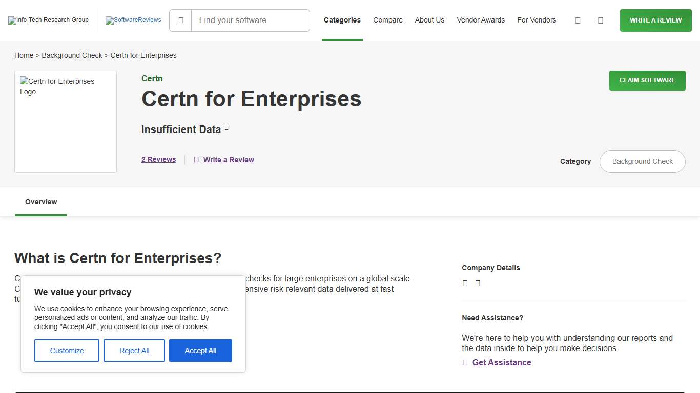 Certn for Enterprises Customer Reviews 2026 Background Check